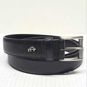 Coach Men’s Saffiano Leather Belt Black Genuine Calfskin 3781 Silver Buckle 36